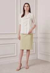 퍼프 슬리브 러플 블라우스 (IVORY)