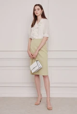 퍼프 슬리브 러플 블라우스 (IVORY)