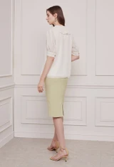 퍼프 슬리브 러플 블라우스 (IVORY)