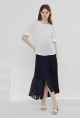 펄버튼 퍼프 슬리브 블라우스 (IVORY)